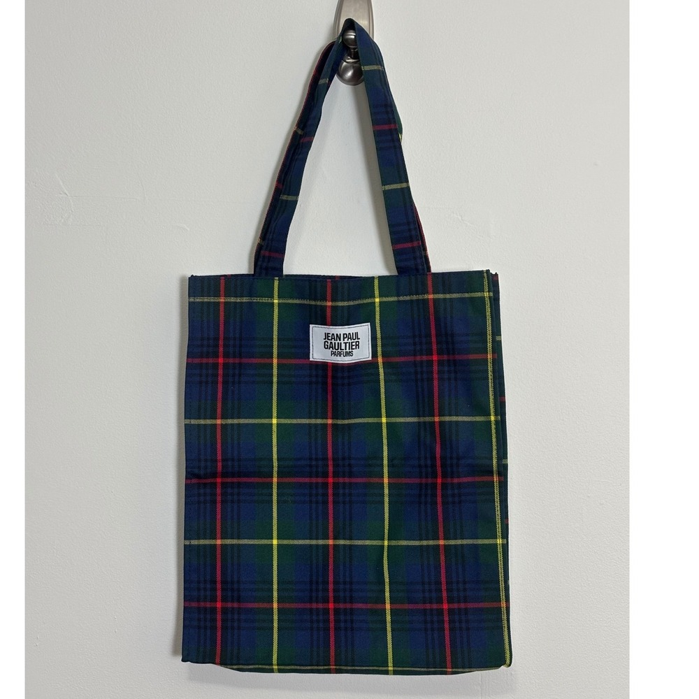 Jean Paul Gaultier Parfums Tartan Plaid Canvas Tote Bag OS Shopper Gift Bag